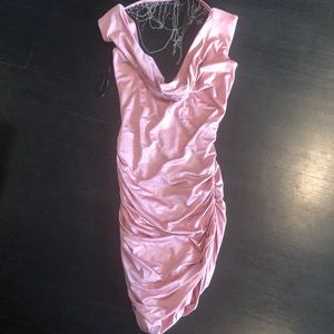 Bebe Blush pink drape neck dress